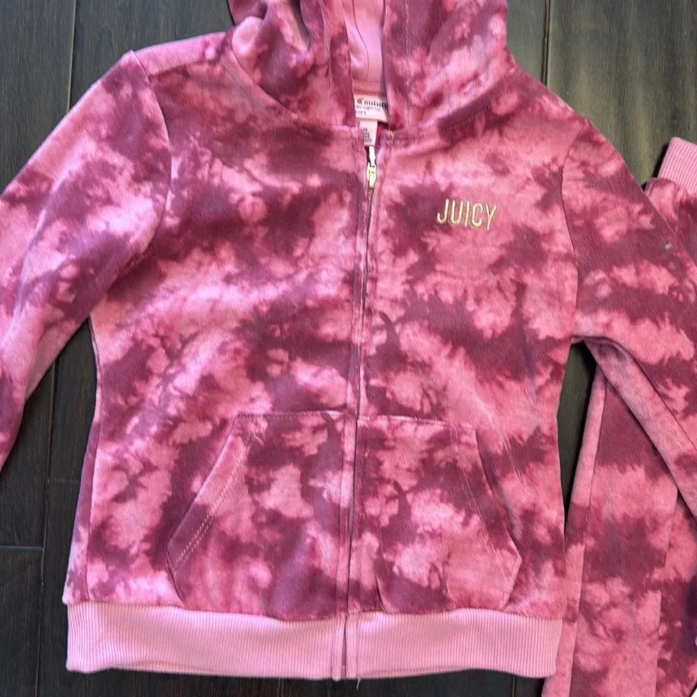 NWT Juicy Couture Toddler Girls Pink Tie-Dye Hoodie and Joggers Set